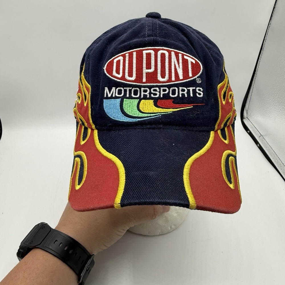 Vintage Chase Jeff Gordon 24 NASCAR Hat DuPont Motorsports Flames Navy Snapback
